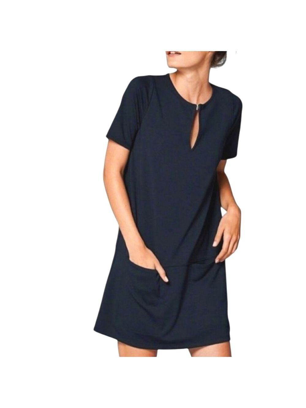 ABERCROMBIE AND FITCH Blue Ponte Short Sleeve Midi Dress Size XS